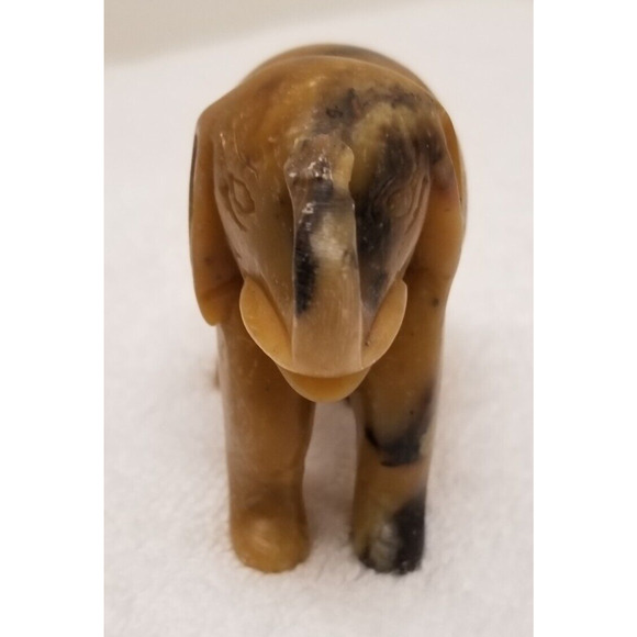Elephant figurine 2 1/2 in. heavy stone smooth brown and black - Picture 8 of 10